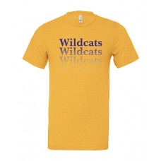 Blue Springs 2023 Football WILDCATS D6 Bella Canvas Short-sleeved T (Heather Yellow Gold)