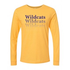 Blue Springs 2023 Football WILDCATS D6 Bella Canvas Long-Sleeve T (Heather Yellow Gold)